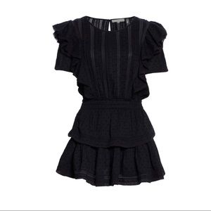 Natasha Ruffle Tiered Minidress In Black